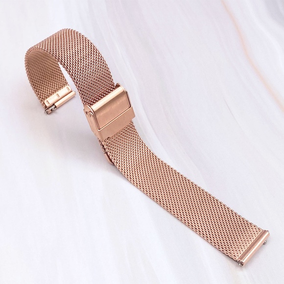 Rose Gold-Tone Mesh Watch Strap w Quick Release  14mm 16mm 18mm 20mm 22mm - Picture 1 of 3